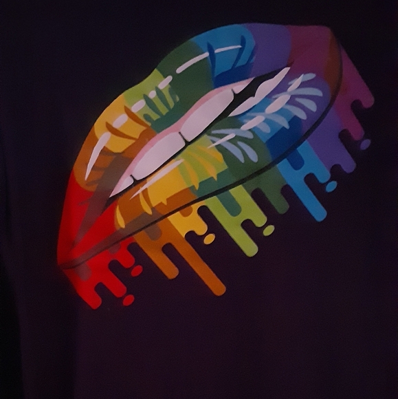 Sexy Plum Purple Bodycon Rainbow Lips Maxi Dress size S - Picture 10 of 14